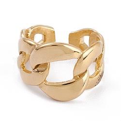 Unisex 304 anelli in acciaio inossidabile, anelli regolabili, forma della catena del bordo, oro, 4~15mm, diametro interno: 17.1mm