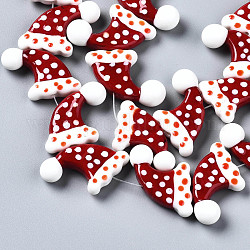 Chapelets de perles vernissées manuelles, chapeau de Noël, rouge, 22~23x27~29x9~10mm, Trou: 1.6mm, Environ 25 pcs/chapelet, 18.50 pouce (47 cm)