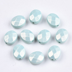 Perles acryliques laquées, de Style caoutchouté, facette, ovale, turquoise pale, 10.5x8.5x5.5mm, Trou: 1.5mm, environ 1433 pcs/405 g