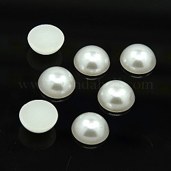 Imitation Pearl Acrylic Domed Cabochons, White, 12x5mm, about 1300pcs/500g