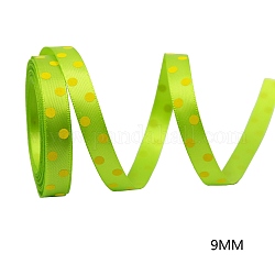 Атласная лента из полиэстера с пасхальной тематикой, односторонняя лента с принтом, плоский, зеленый желтый, полька точка рисунок, 3/8 дюйм (9 мм), 10 ярдов / ролл