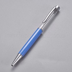 Penne a sfera creative del tubo vuoto, con refill per penna a inchiostro nero all'interno, per fai da te scintillio resina epossidica penna a sfera in cristallo penna erbario creazione, argento, dodger blu, 140x10mm