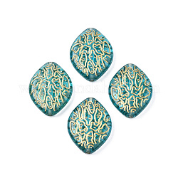 Plating Acrylic Beads, Metal Enlaced, Oval, Dark Turquoise, 20x15.5x4.5mm, Hole: 1.6mm, about 550pcs/500g