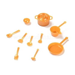10 ensemble d'ustensiles de cuisine miniature en plastique bricolage, pour enfants cuisine vaisselle jouets, verge d'or, 14~55x7~37x3~17mm, Trou: 1~2mm, 10 pièces / kit