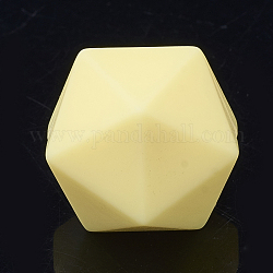 Perlas focales de silicona ecológicas de grado alimenticio, masticar cuentas para mordedores, diy collares de enfermería haciendo, icosaedro, amarillo champagne, 19x18.5x18.5mm, agujero: 2 mm