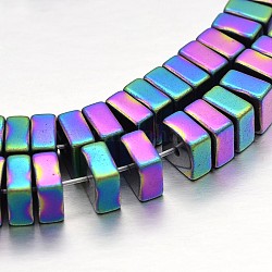 Куб Electroplate немагнитных синтетический гематит бисер пряди, с покрытием цвета радуги, 6x6x3 мм, отверстие : 1 мм, около 123 шт / нитка, 15.3 дюйм