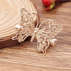 Eisen Haarkralle, mit Messing filigran Schmetterling, Licht Gold, 35 mm, Filigrane Einstellungen: 36x26mm