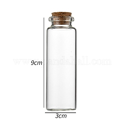 Botella de vidrio, con tapón de corcho, deseando botella, columna, Claro, 3x9 cm, capacidad: 45ml (1.52fl. oz)