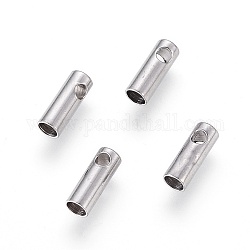 304 Stainless Steel Cord Ends, End Caps, Column, Stainless Steel Color, 7.5x2.6mm, Hole: 1.2mm, Inner Diameter: 2mm