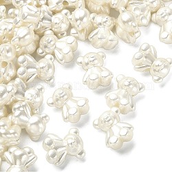 100pcs perles d'imitation acrylique, ours, blanc, 18x15.5x12mm, Trou: 2.5mm