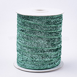 Nastro glitterato glitterato, nastro in poliestere e nylon, verde mare medio, 3/8 pollice (9.5~10 mm), circa 50iarde / rotolo (45.72m / rotolo)