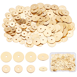 Sunnyclue 200 pièces 2 styles de perles d'espacement en laiton, Plaqué longue durée, disque, véritable 18k plaqué or, 6~8x0.5mm, Trou: 0.9~1mm, 100 pièces / style