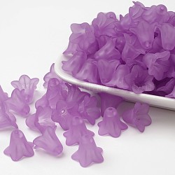 Abalorios de acrílico transparentes, esmerilado, flor, rojo violeta medio, 16x12mm, agujero: 1.5 mm