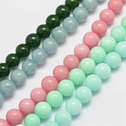 Natürliche und gefärbte Perle Malaysia Jade Stränge, Runde, Mischfarbe, 8 mm, Bohrung: 1.0 mm, ca. 48 Stk. / Strang, 15 Zoll