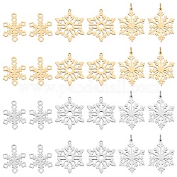 Dicosmetic 24 pz 3 stile 201 ciondoli fiocco di neve in acciaio inox, oro & colore acciaio inossidabile, 23~26x18~21.5x1mm, Foro: 1.4~3 mm, 8pcs / style