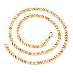 Men's Vacuum Plating 201 Stainless Steel Cuban Chain Necklace, with Lobster Claw Clasp and Jump Rings, Golden, Link: 6x4x1mm, 19.68 inch(50cm)