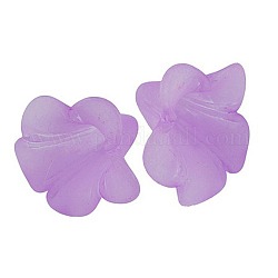 Violet Translucent Acrylic Chunky Frosted Flower Beads, Size: about 45mm long, 43mm wide, 42mm thick, hole: 3mm