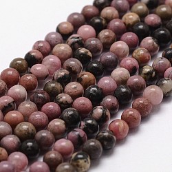 Chapelets de perles en rhodonite naturelle, ronde, 6mm, Trou: 1mm, Environ 61 pcs/chapelet, 14.9 pouce ~ 15.1 pouces