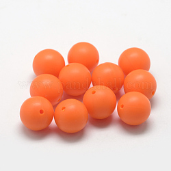 Perlas focales de silicona ecológicas de grado alimenticio, redondo, naranja oscuro, 18~20mm, agujero: 2 mm