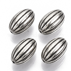 CCB Plastic Corrugated Beads, for DIY Jewelry Making, Oval, Antique Silver, 16.5x10mm, Hole: 1.4mm, about 500pcs/500g