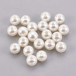 Perles d'imitation perles en plastique ABS, ronde, vieille dentelle, 6mm, Trou: 2mm, environ 4500 pcs/500 g