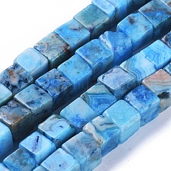 Natural Carzy Agate Beads Strands, Dyed, Cube, 5.5~6.5x5.5~6.5x5.5~6.5mm, Hole: 0.8mm, about 62pcs/strand, 15.63 inch(39.7cm)
