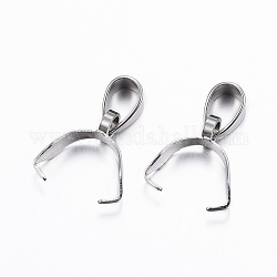 304 Stainless Steel Pendant Pinch Bails, Stainless Steel Color, 15x8x3mm, Hole: 5x3.5mm