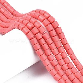 Polymer Clay Bead Strands, Column, Light Salmon, 5~7x6mm, Hole: 1.5~2mm,  about 61~69pcs/strand, 15.74 inch