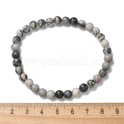 Armbänder aus natürlichem Netzsteinperlenstretch&nbsp;BJEW-K212-A-021-1