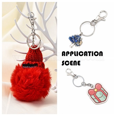 1pc White K Metal Simple Large Ring + 10pcs Key Chain + 1pc Lobster Clasp  Keychain With Large Split Ring