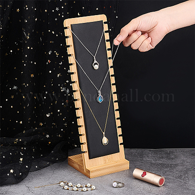 PH PandaHall Wood Necklace Display Stand, 12 Slots White Jewelry