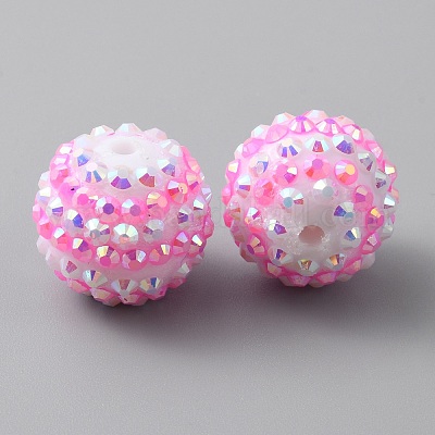 Harz Strass Perlen&nbsp;RESI-WH0034-33-1