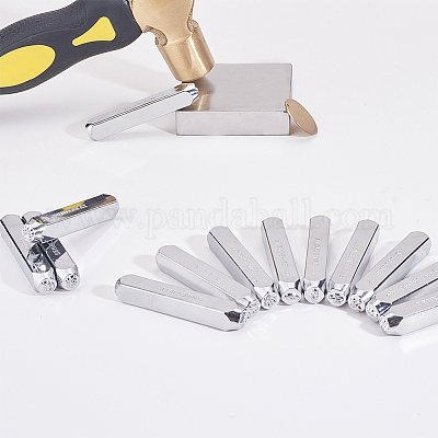 MZSX 36PCS Tampon à embosser en cuir - Kit de poinçonnage de lettres (avec marteau), outils d