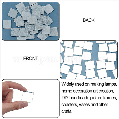 Wholesale PandaHall 190 pcs 12mm(0.47 Inch) Square Glass Mirror Tiles Mini  Glass Decorative Mosaic Tiles for Home Decoration Crafts Jewelry Making 