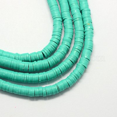 Handmade Polymer Clay Beads, Disc/Flat Round, Heishi Beads, Pink, 4x1mm,  Hole: 1mm, about 380~400pcs/strand, 17.7 inch