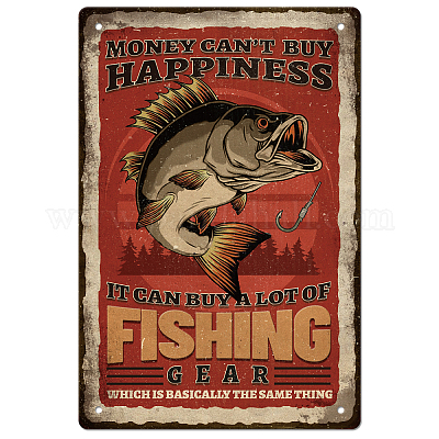 Fishing Metal Tin Sign Shabby Plate Go Fish Art For Fish Club