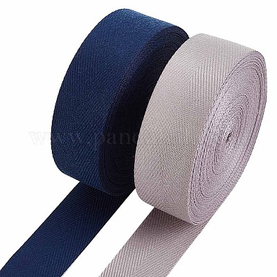 Herringbone woven cotton tape blue 1 cm