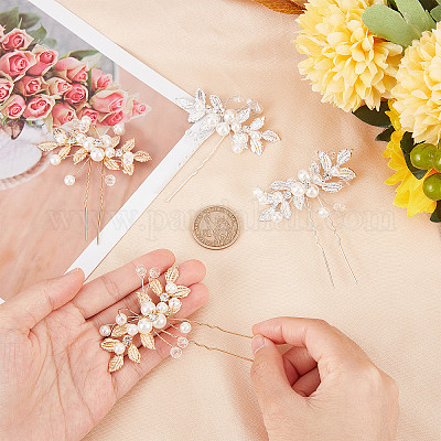 Flower Hair Pins Clips Crystal Pearl Accessories Bridal Bridesmaid