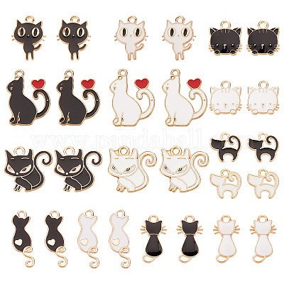 Wholesale SUNNYCLUE 1 Box 28Pcs 14 Styles Cat Charms Cat Enamel Charms Cute  Animal Charm Heart Lovely Kitten Charm Enamel Cat Charm for Jewelry Making  Charms DIY Bracelet Necklace Craft Women Adult