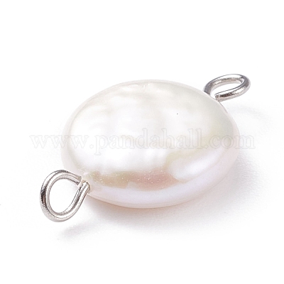Gold - Oval Freshwater Pearl Connector Charms 10 Pcs