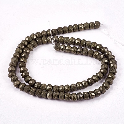 Natürliche Pyrit Perlen Stränge&nbsp;G-L051-6x4mm-01-1