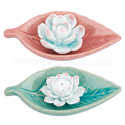 Ceramic Flower Lotus Decoration Hole Stick Incense Plate Dish Burner Holder 