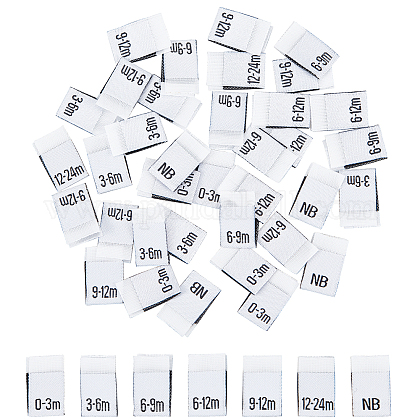 Nbeads 280Pcs 7 Style Neonatal Month Clothing Labels Size FIND-NB0001-45-1