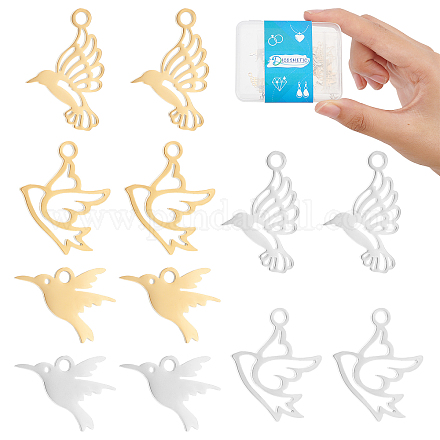 DICOSMETIC 36Pcs 6 Styles Bird Charms Peace Dove Hummingbird Pendants Swallow Charms Metal Birds Golden Charms for DIY Jewelry Making Earrings Bracelet Necklace Accessory Supplies STAS-DC0008-87-1