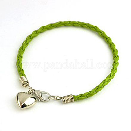 PU Leather Braided Charm Bracelets BJEW-JB00785-11-1