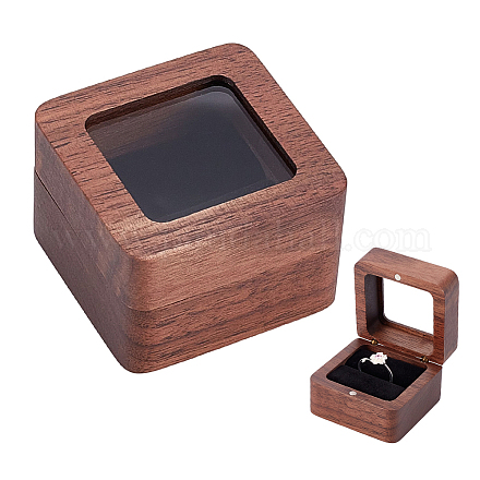Boîtes de rangement carrées en bois pour bagues CON-WH0087-52A-1