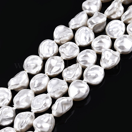 ABS Plastic Imitation Pearl Beads Strands KY-N015-15-B01-1