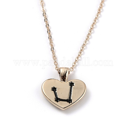 Golden Plated Heart with Constellation/Zodiac Sign Alloy Enamel Pendant Necklaces NJEW-H214-A05-G-1