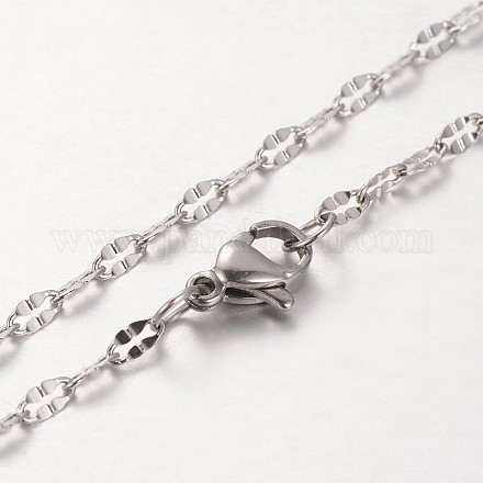 304 Stainless Steel Oval Link Chain Necklaces NJEW-L136-05P-1