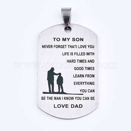 201 Stainless Steel Quote Pendants STAS-T044-229P-1